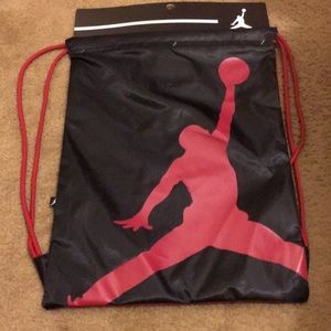 Red and black Jordan jumpman drawstring backpack